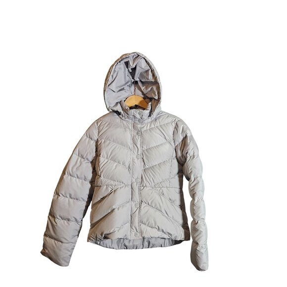 J.Crew Women’s Gray Puffer Jacket Hooded Med Quiet Luxury Streetwear Après-Ski - Picture 5 of 16